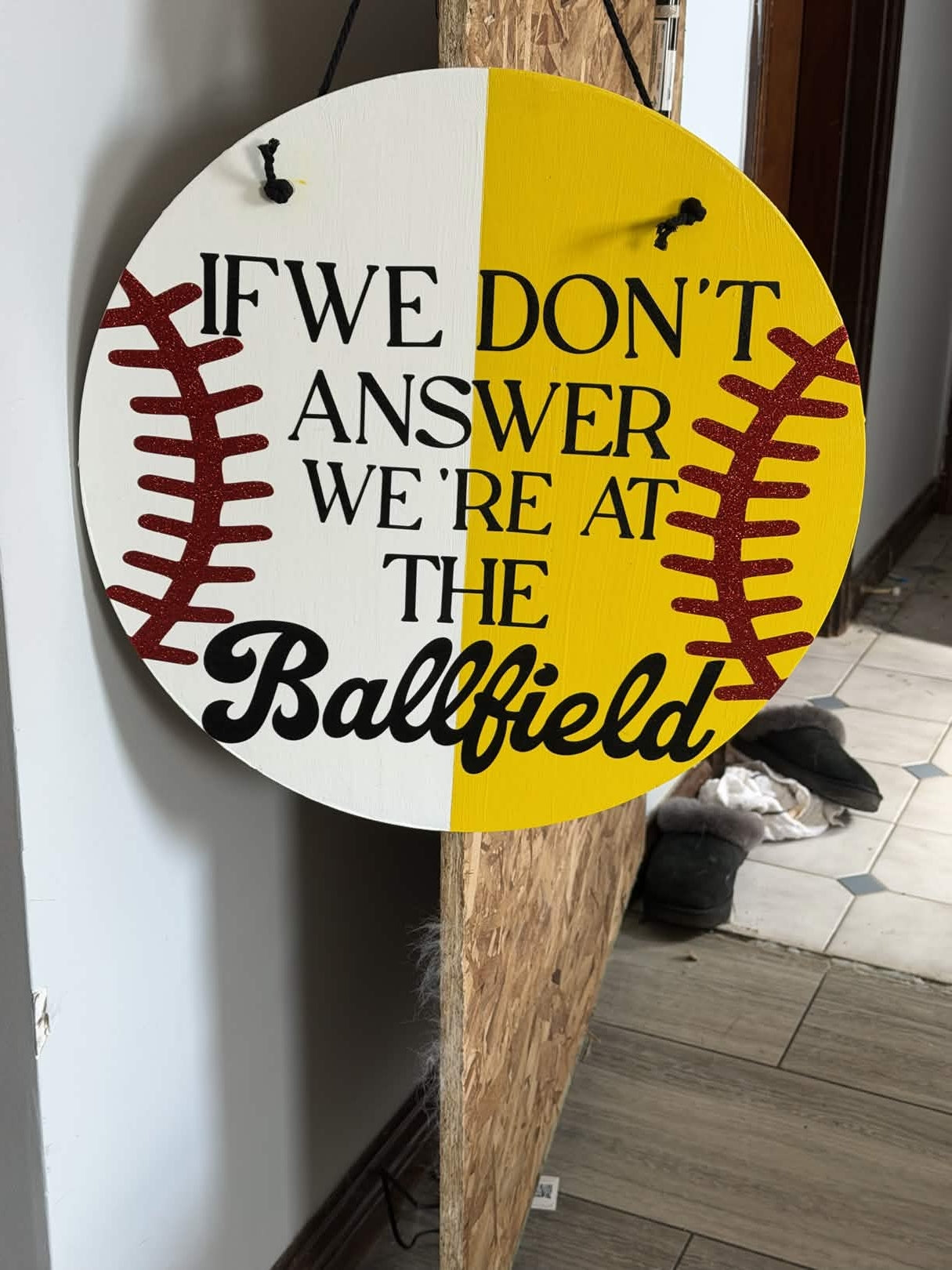 “At the Ballfield” Softball/Baseball Door Sign