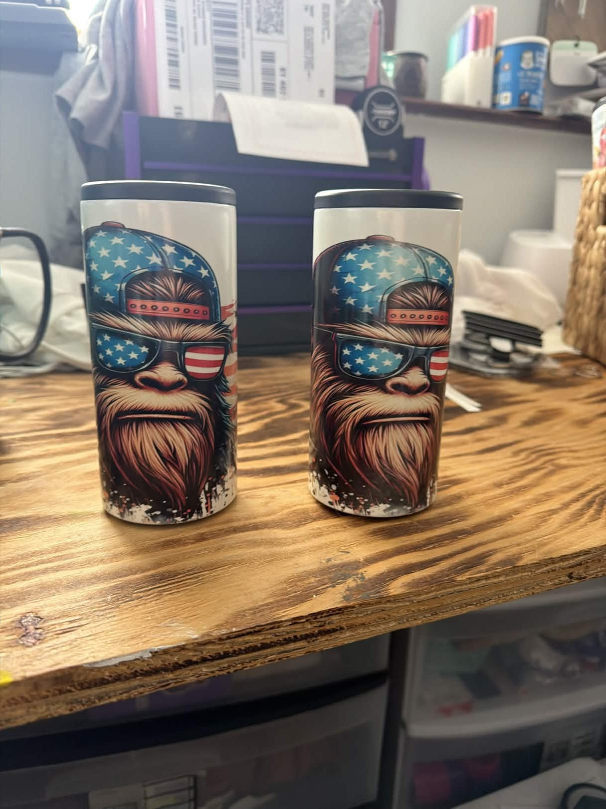 Patriotic Bigfoot Stainless Steel Koozie